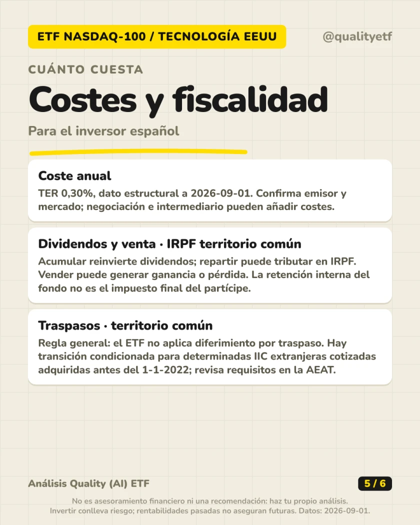 Costes y fiscalidad del análisis de Invesco EQQQ Nasdaq-100 UCITS ETF
