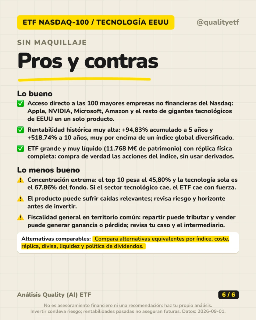 Pros y contras del análisis de Invesco EQQQ Nasdaq-100 UCITS ETF