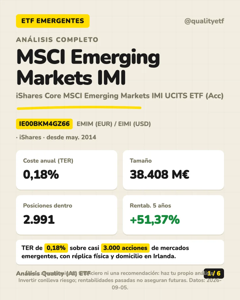 Resumen en 30 segundos del análisis de iShares Core MSCI Emerging Markets IMI UCITS ETF (Acc)