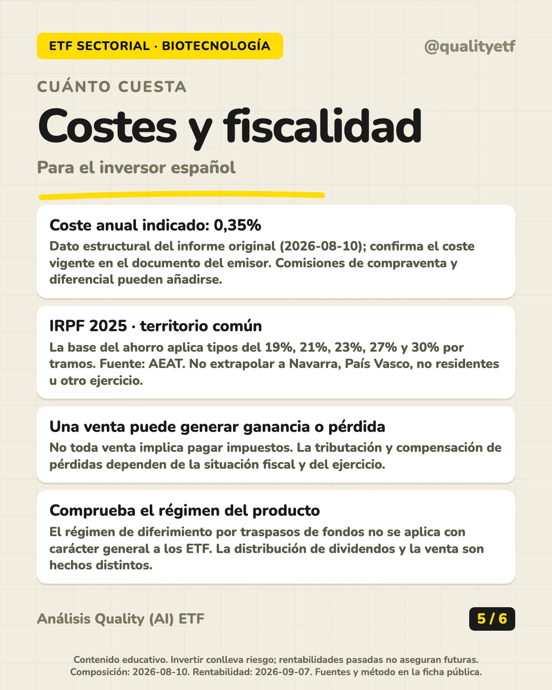 Costes y fiscalidad del análisis de iShares Nasdaq US Biotechnology UCITS ETF (Acc)