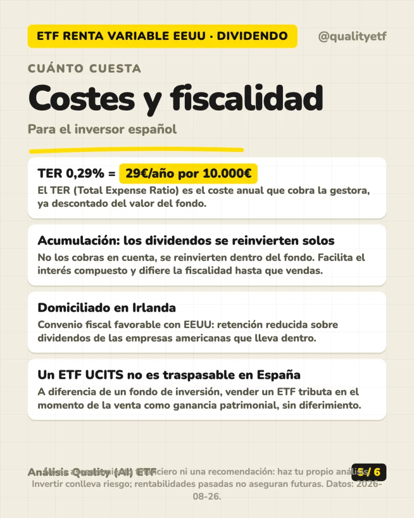 Costes y fiscalidad del análisis de WisdomTree US High Dividend UCITS ETF Acc
