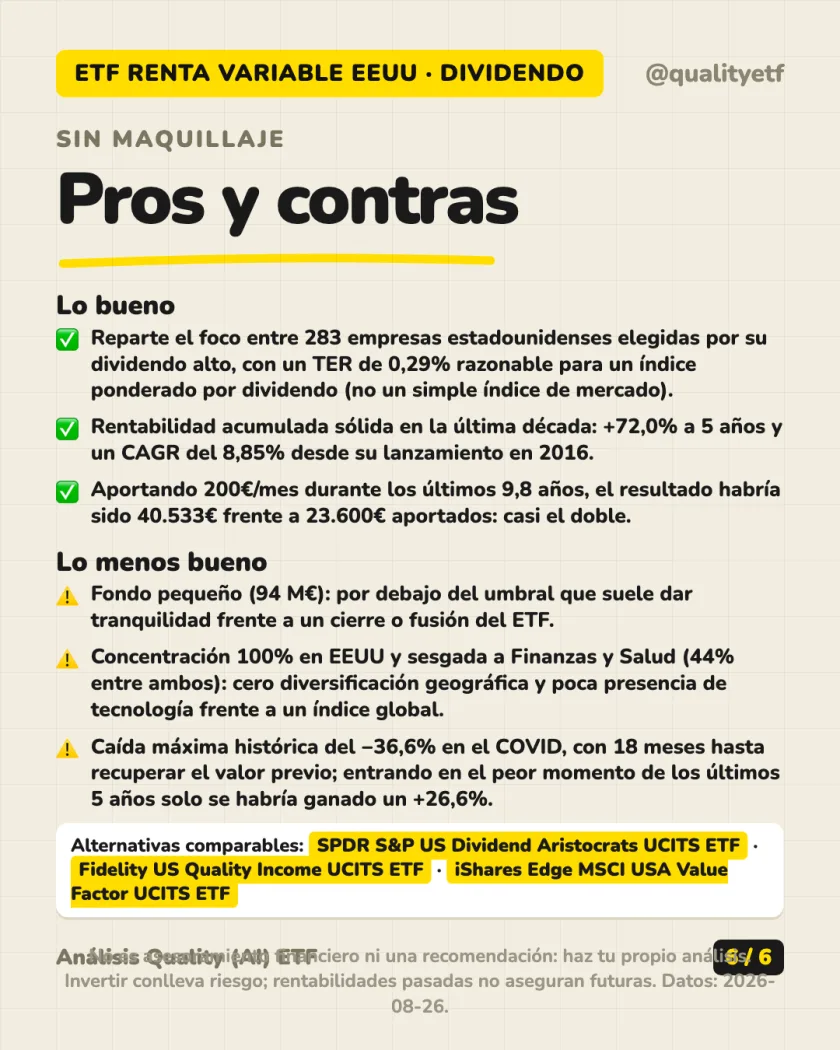 Pros y contras del análisis de WisdomTree US High Dividend UCITS ETF Acc