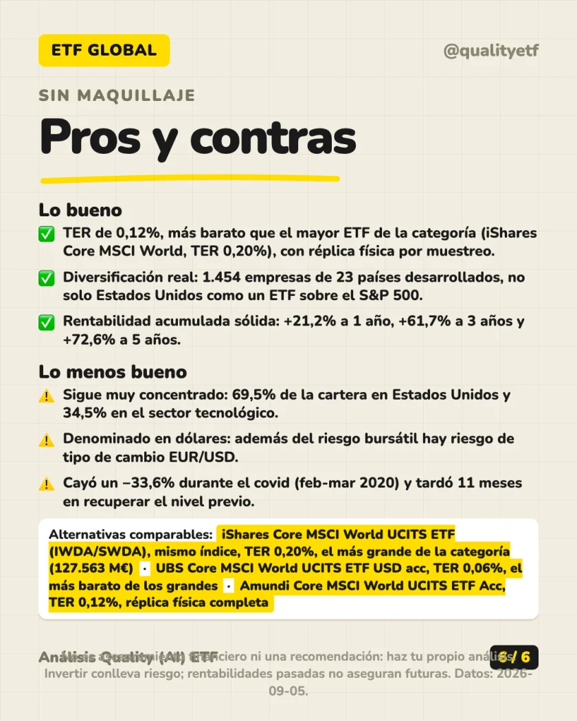Costes y fiscalidad del análisis de Xtrackers MSCI World UCITS ETF 1C